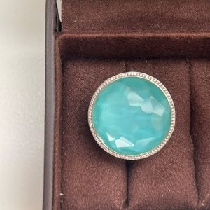 IPPOLITA TURQUOISE and DIAMONDS COCKTAIL RING-size 6